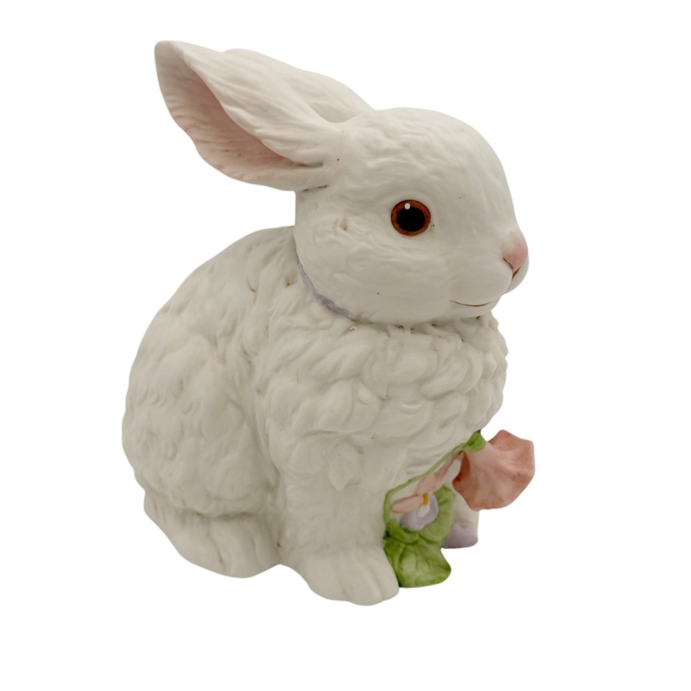 VTG Easter Bunny Music Box Enesco Rabbit Figurine Spring Decor Cottagecore Works - Picture 7 of 16